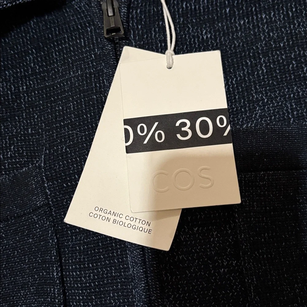 COS Two-Tone Knitted Bomber Jacket/‎ Cardigan in navy or black organic cotton